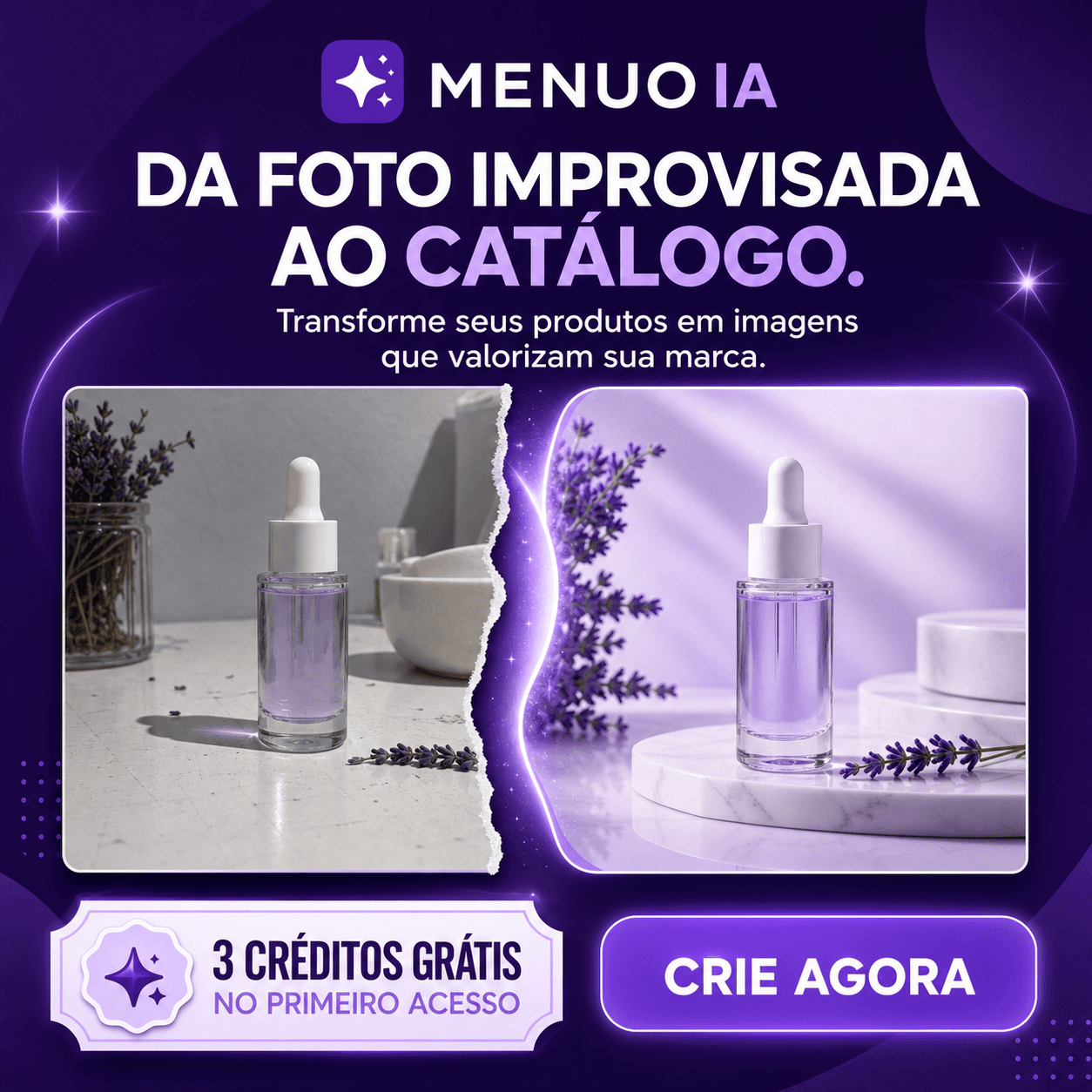 Exemplo de divulgação de cosmético criada com Menuo IA